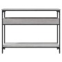 Konsolentisch Grau Sonoma mit Ablagen, 100x29x75cm. Tisch mit Metallrahmen und Holzwerkstoffplatten.