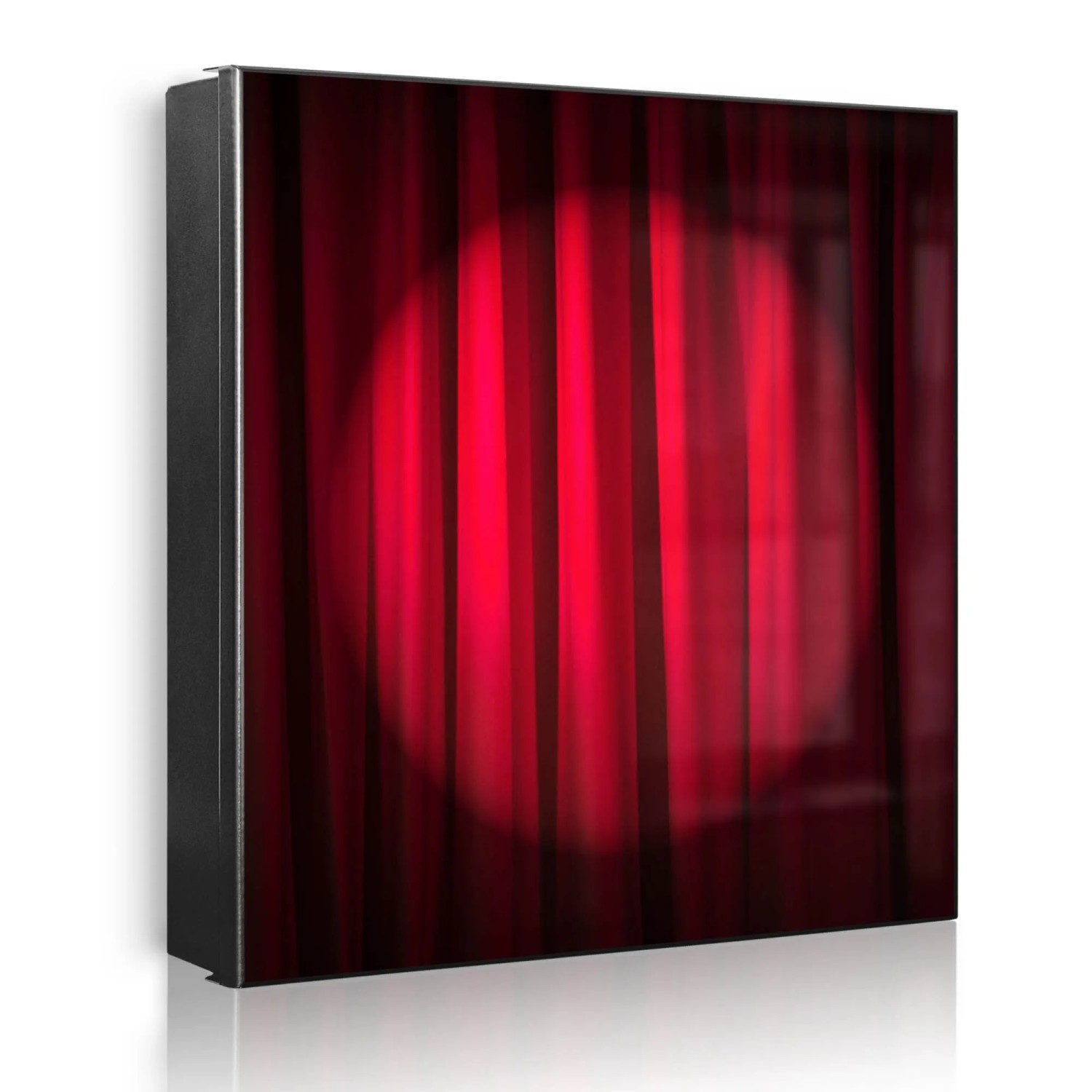 Banjado Großer Schlüsselkasten Metall 30x30cm Schwarz Scharnier Links 50 Haken Beschreibbar Magnetisch Motiv Roter Vorhang