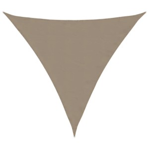 Dreieckiges Sonnensegel aus taupefarbenem Oxford-Gewebe, 3x3x3 m, mit Befestigungsringen. Ideal für Garten & Terrasse.