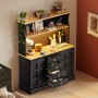 Merax Sideboard 150x120 cm LED Steckdose Weinregal 4 Schubladen Bar_3