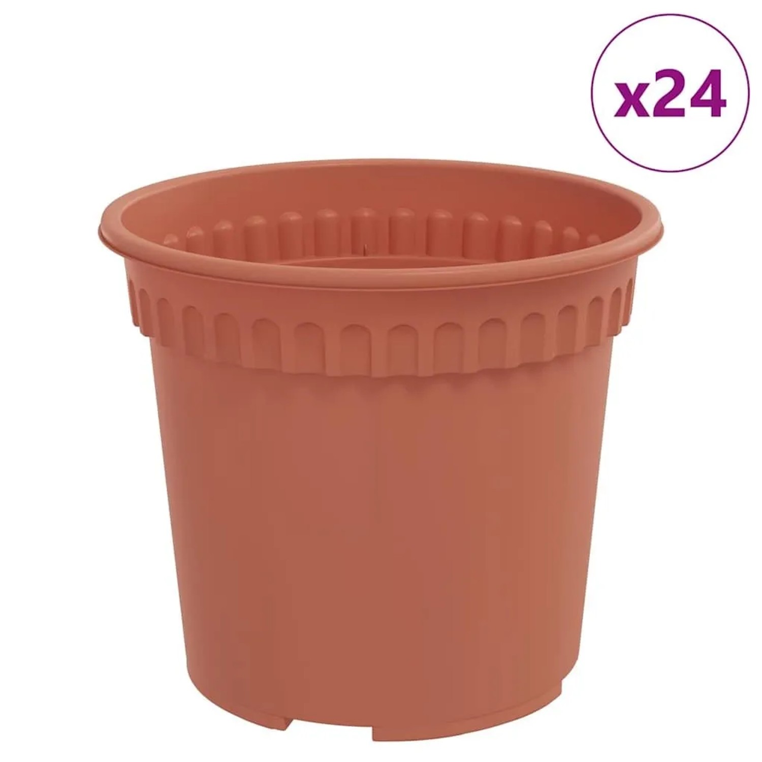 vidaXL Runder Blumentopf 24 Stk Ziegelrot Ø 15 x 12 cm Kunststoff 42020272