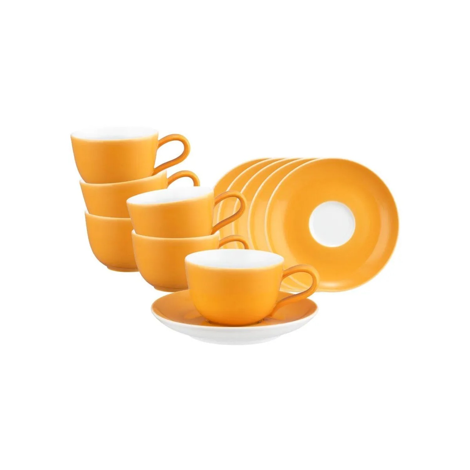 Seltmann Weiden Liberty Pure Colors Espressotasse mit Untertasse 6er Set Mango Orange