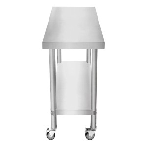 Edelstahl Arbeitstisch 60x45x86cm mit Rollen und Ablage für Küche & Gastronomie.