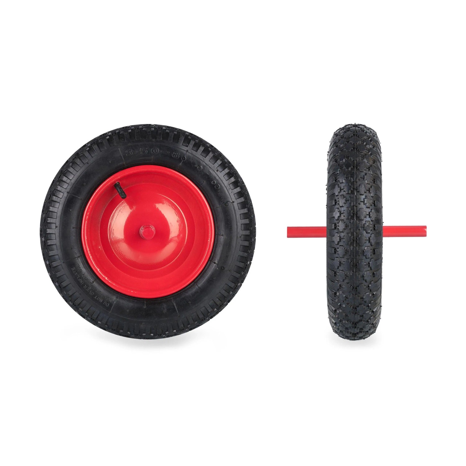 Relaxdays Schubkarrenrad Gummi Stahl Schwarz Rot Luftbereift 36 cm x 8,5 cm 2,3 kg