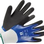 Gartenhandschuhe mit Nitril-Vollbeschichtung in Blau und Schwarz, Größe 8.