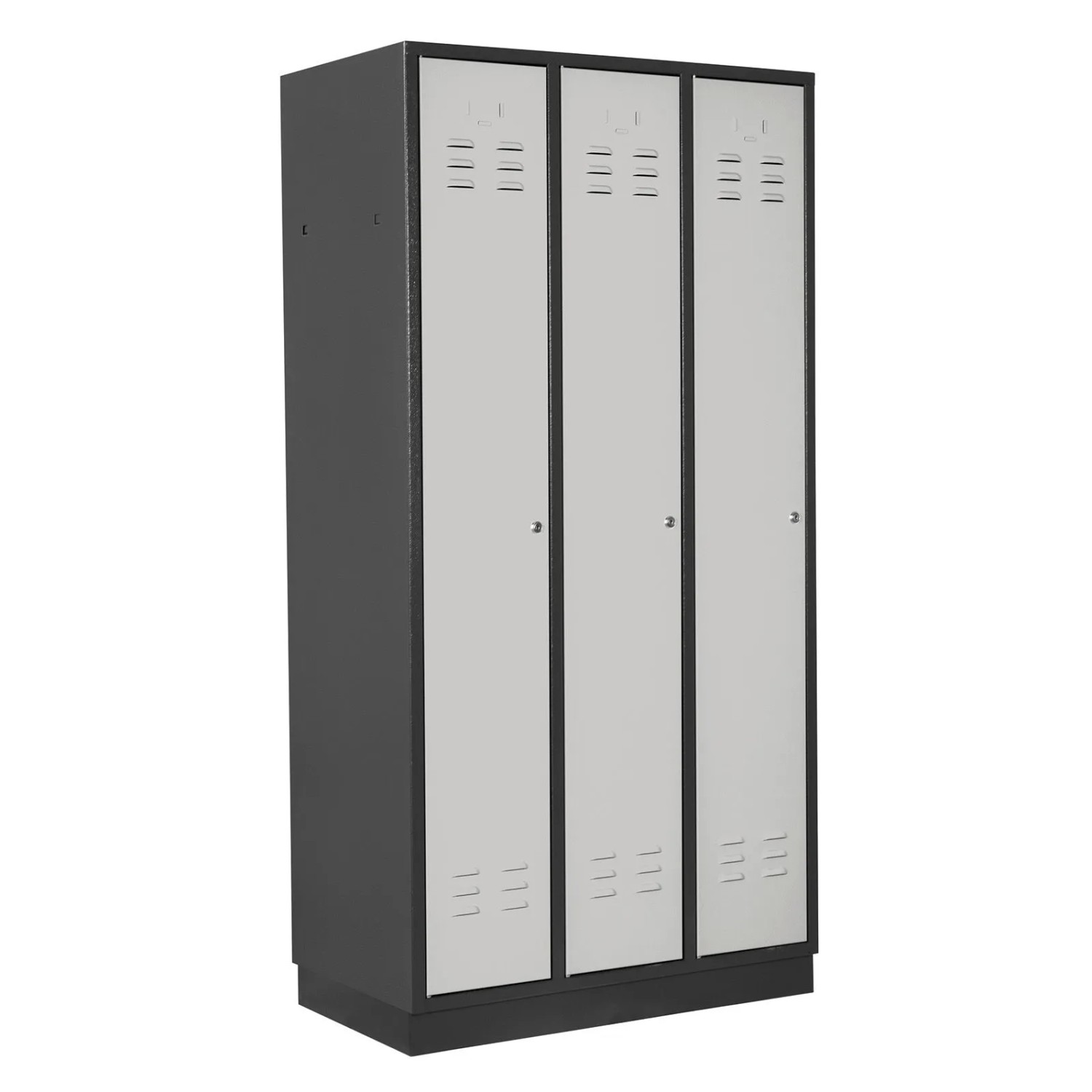 PROREGAL Garderobenschrank Ermine Mit 3 Türen HxBxT 178x89x50cm Anthrazitgrau/Lichtgrau