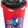 Roter Vileda SuperMocio Wischeimer mit PowerPress Auswringer für Reinigungsgeräte.