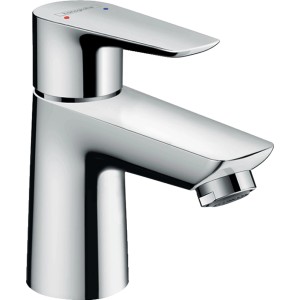 Chromfarbene Hansgrohe Talis E 80 Waschtischarmatur mit Push-Open Ablaufgarnitur.