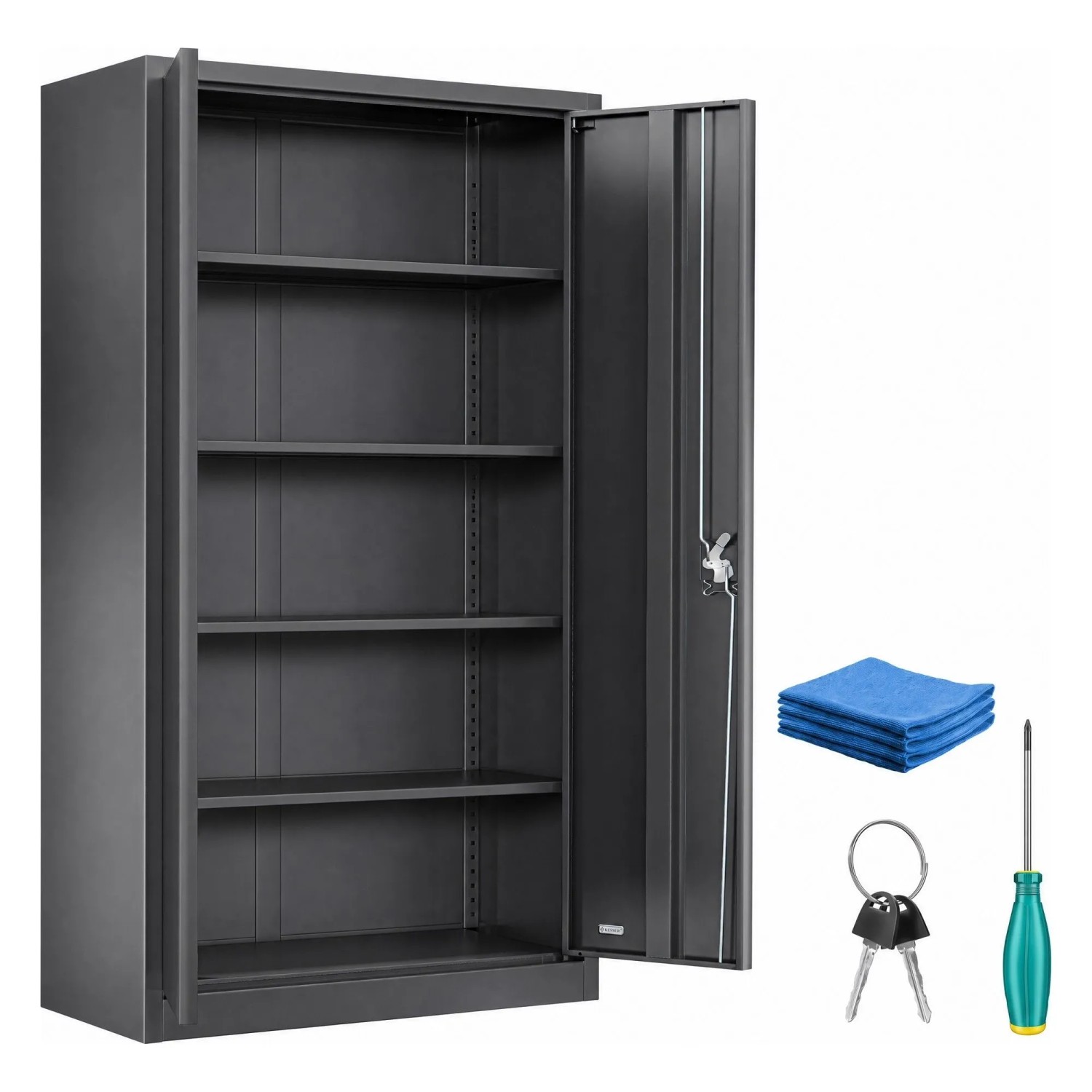 KESSER Aktenschrank Stahl Abschließbar 180 x 80 x 40 cm Schwarz