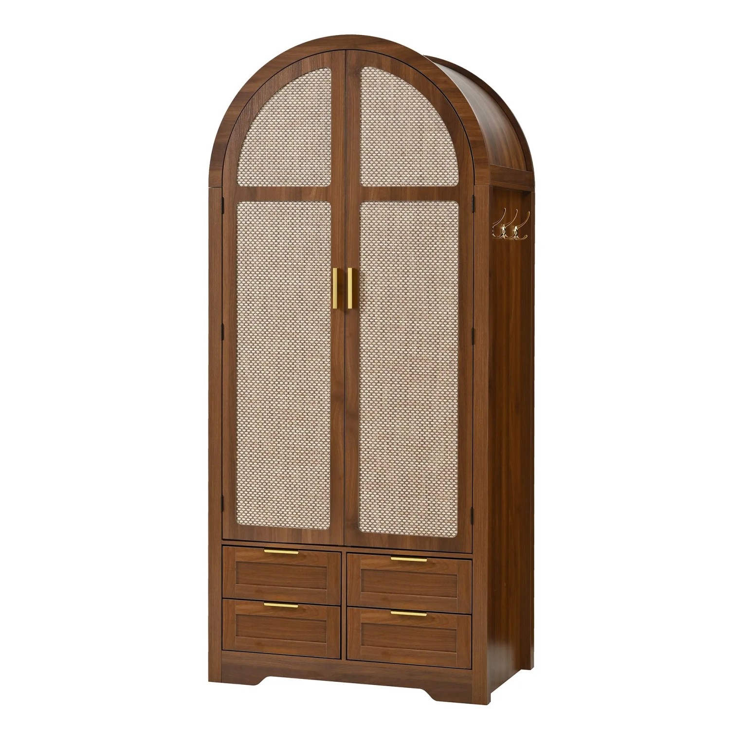 okwish Kleiderschrank mit Kleiderstange und Schubladen Schlafzimmer 80x50x179cm Braun