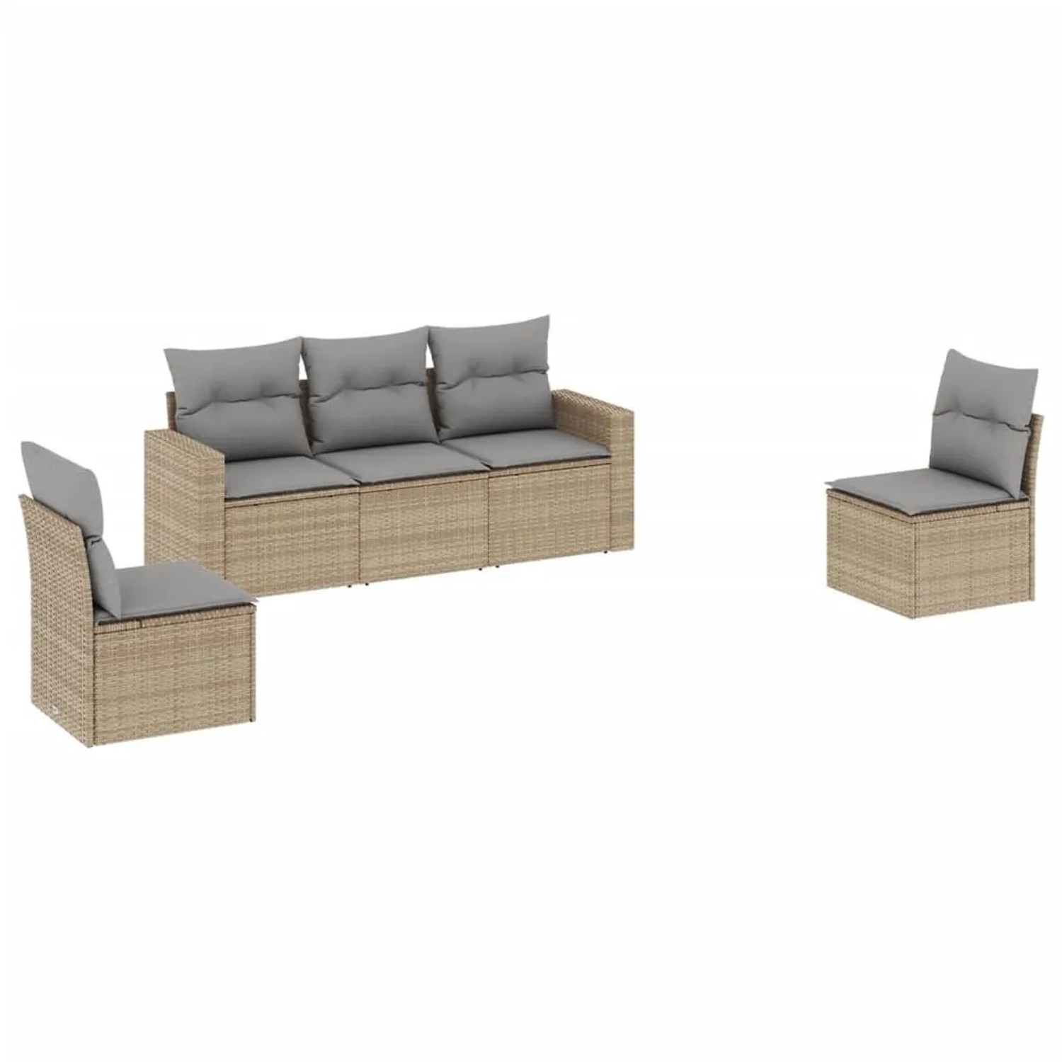 vidaXL 5-Tlg Garten-Sofagarnitur mit Kissen Beige Poly Rattan 3251126 günstig online kaufen