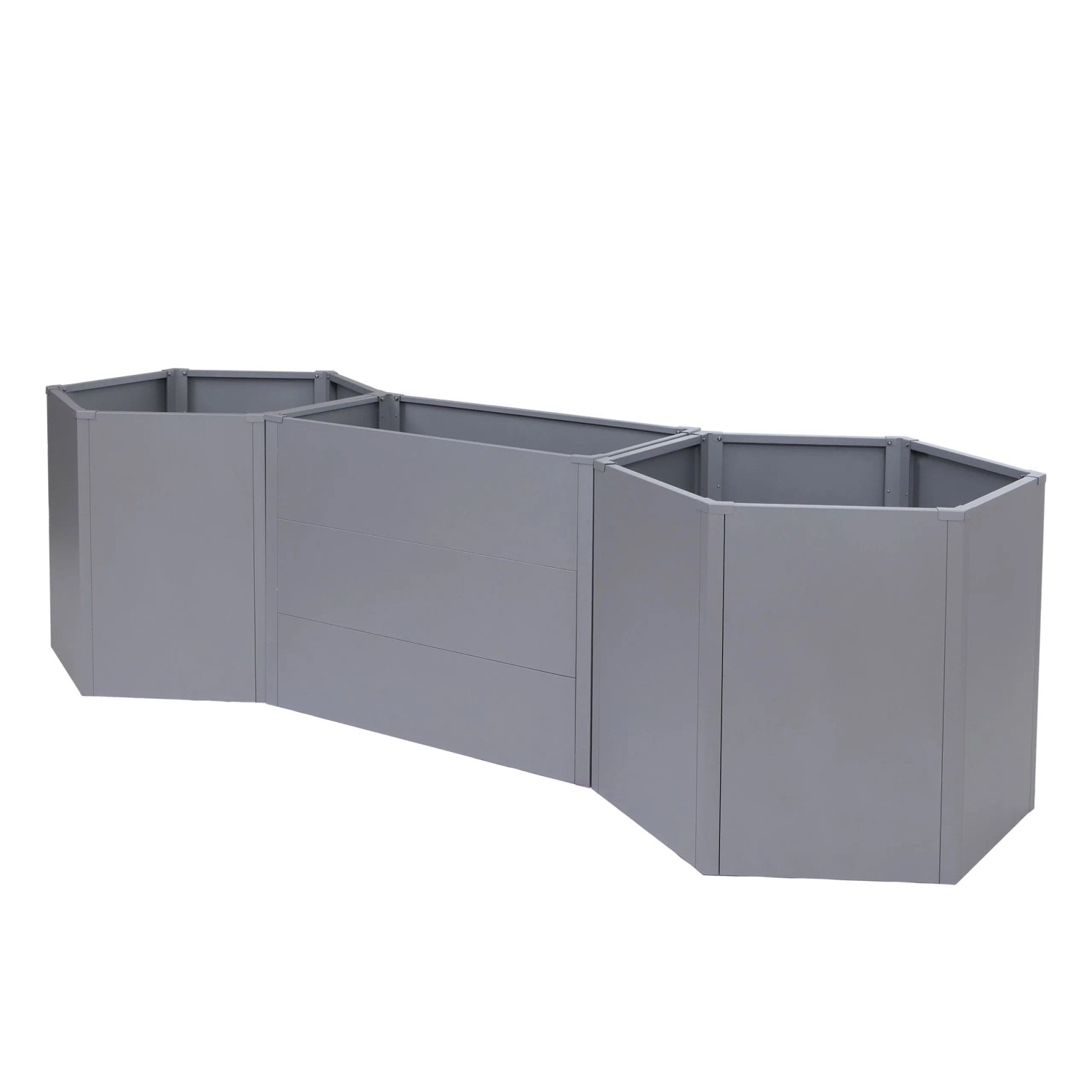 MCW 3er-Set Hochbeet P64 Stahl 77x286x88cm Grau