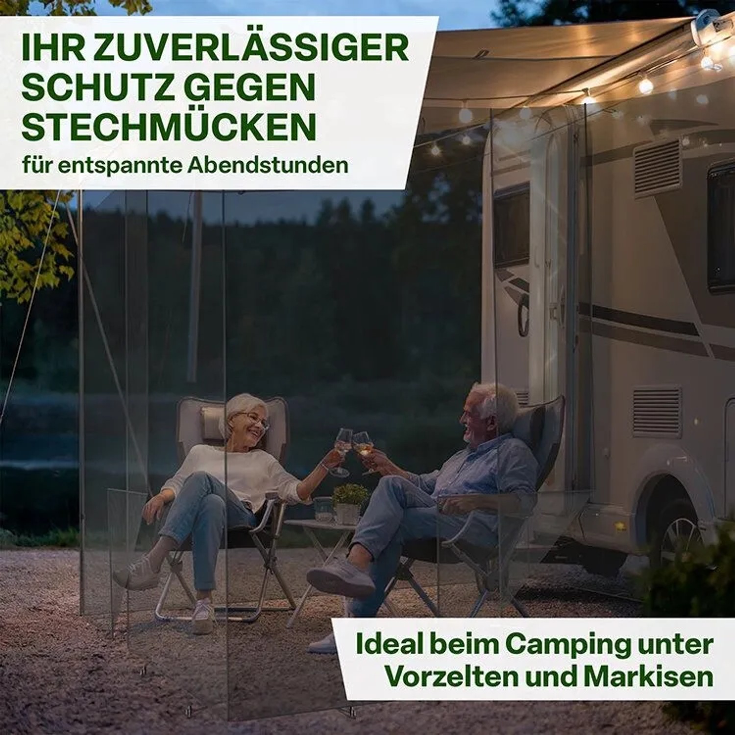 Schwarzes Moskitonetz DELUXE XL (300x300x250cm) von TTL GARDEN zum Schutz vor Insekten beim Camping.
