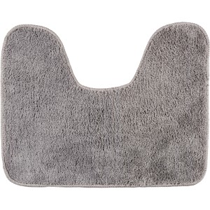 Grauer Wenko WC-Vorleger mit Ausschnitt, 40x50 cm, aus Mikrofaser. Flauschiger Badteppich für Fußbodenheizung.