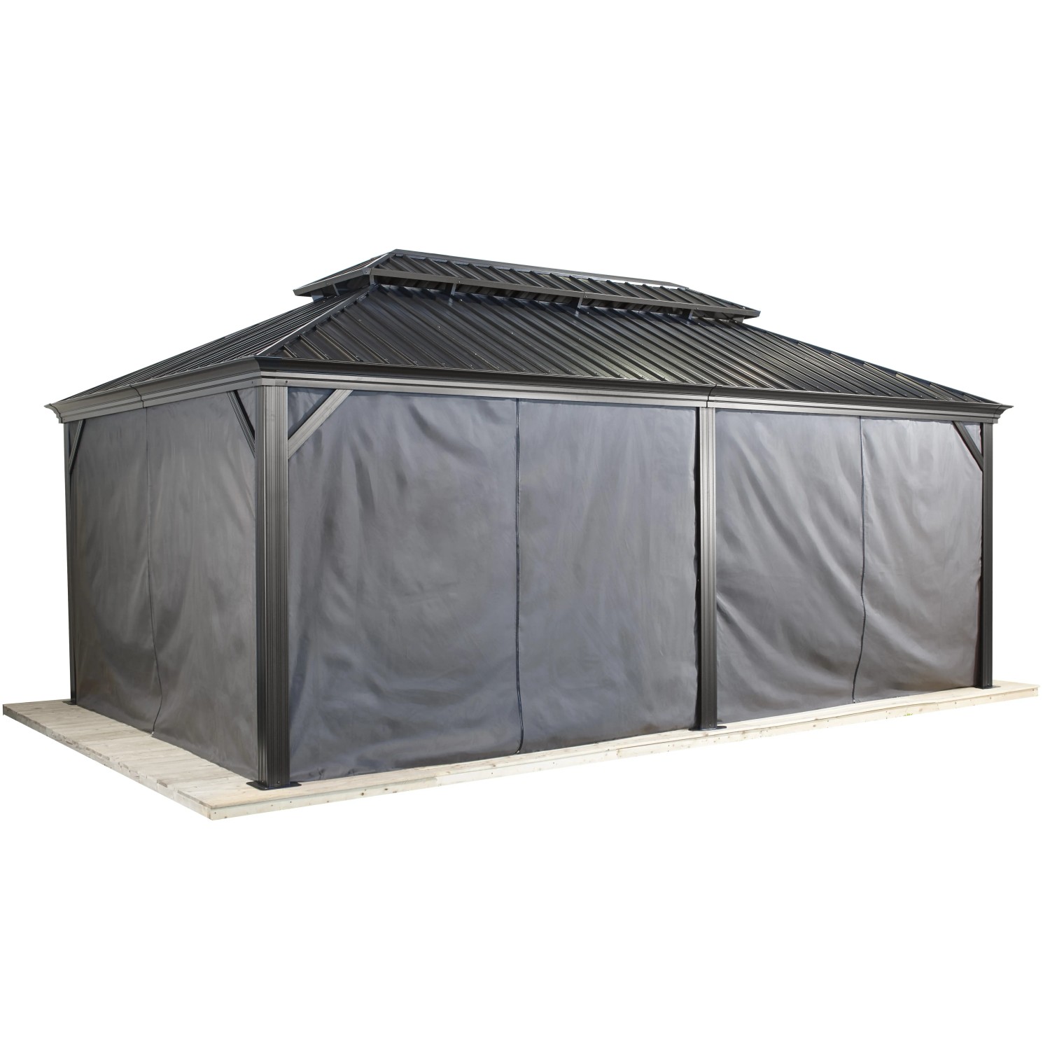 Sojag Vorhang-Set für Messina Pavillon 12x20, grau, mit Reißverschlüssen zur Befestigung.