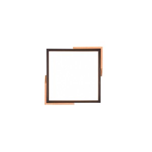 Quadratische, schwarze LED-Deckenleuchte Meta mit Holz-Akzenten, 31,5x31,5 cm.