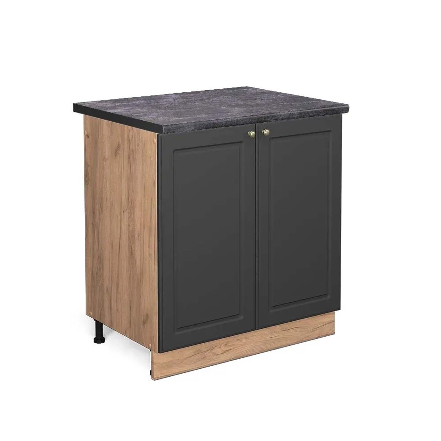 Vicco Spülenunterschrank Fame-Line Anthrazit-Gold Goldkraft Eiche 80 cm AP Anthrazit