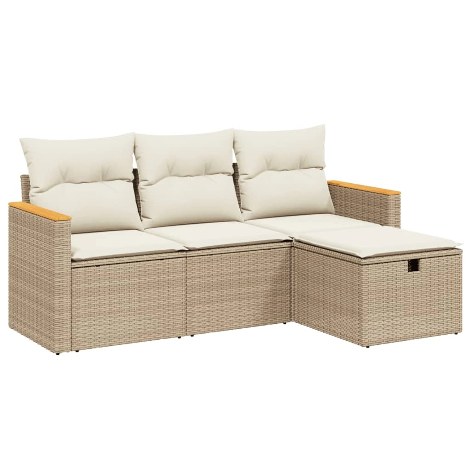 vidaXL 4-tlg Garten-Sofagarnitur mit Kissen Beige Poly Rattan Modell 67 günstig online kaufen