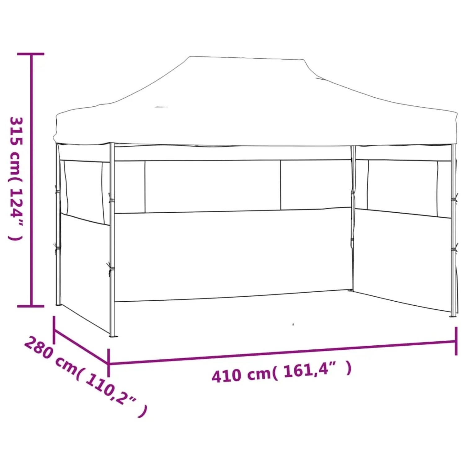vidaXL Faltbares Partyzelt 3x4m, anthrazitfarben, mit 3 Seitenwänden und Stahlrahmen. Ideal für Outdoor-Events.