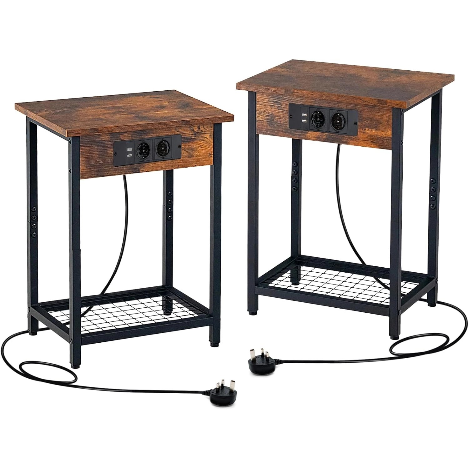 Costway Nachttisch mit Ladestation 2er Set Wohnzimmer günstig online kaufen