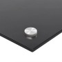 Schwarze vidaXL Küchenrückwand aus Hartglas (90x60 cm) mit silberfarbener Halterung.