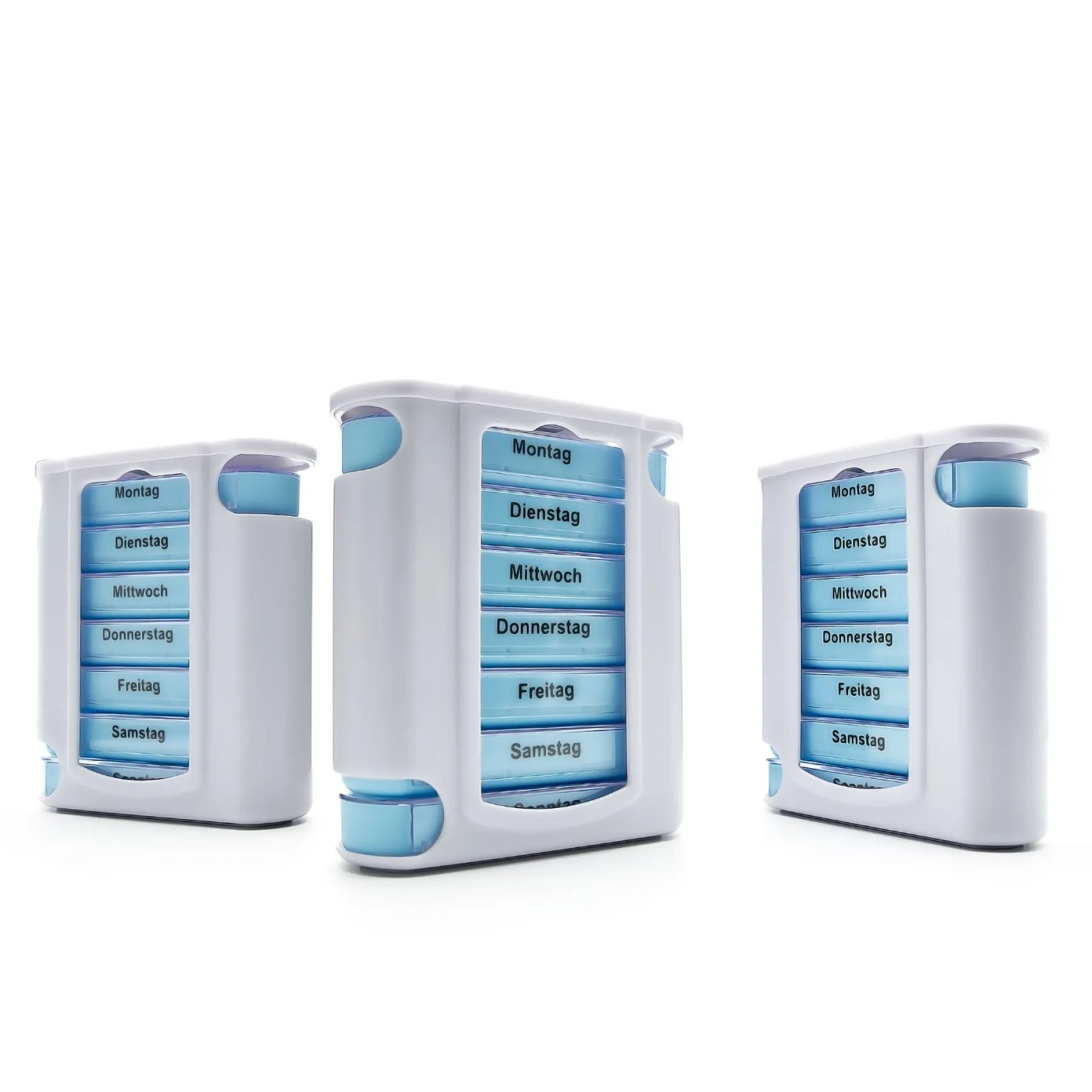 BigDean 3 Stück Tablettenbox 7 Tage Morgens Mittags Abends Nachts Weiß Medikamentenbox BPA Frei