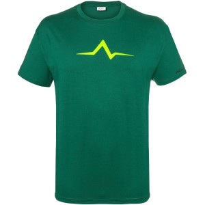 Kübler Pulse T-Shirt in Moosgrün, Größe XXL. Arbeitskleidung mit modernem, gelbem Logo.
