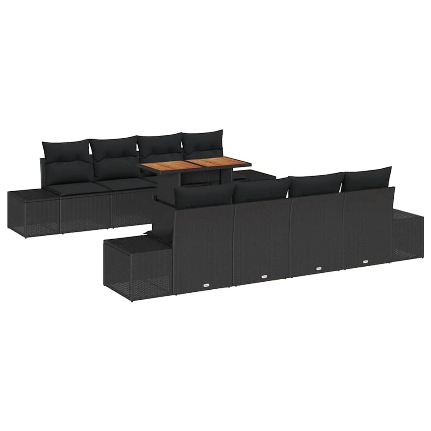 vidaXL Garten-Sofa-Set mit Speicher 9-Tlg Schwarz Poly Rattan 3358676 günstig online kaufen