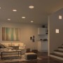 Wohnraum mit Paulmann LED-Einbaupanel Veluna, warmweißes Licht, eckig, 185x185 mm.