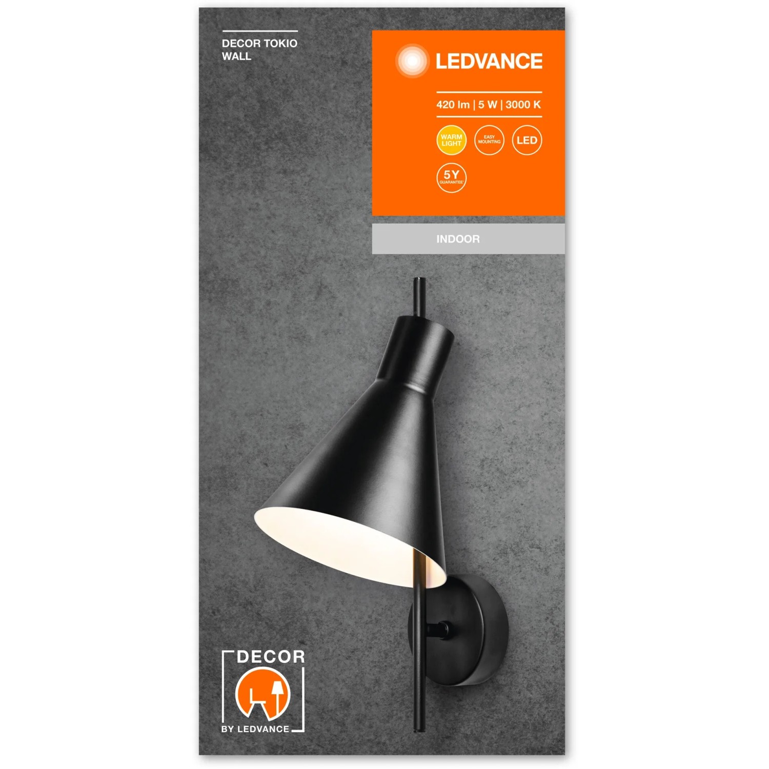 Schwarze Ledvance Wandlampe Decor Tokio, 32 cm, im japanischen Stil für Innenräume.