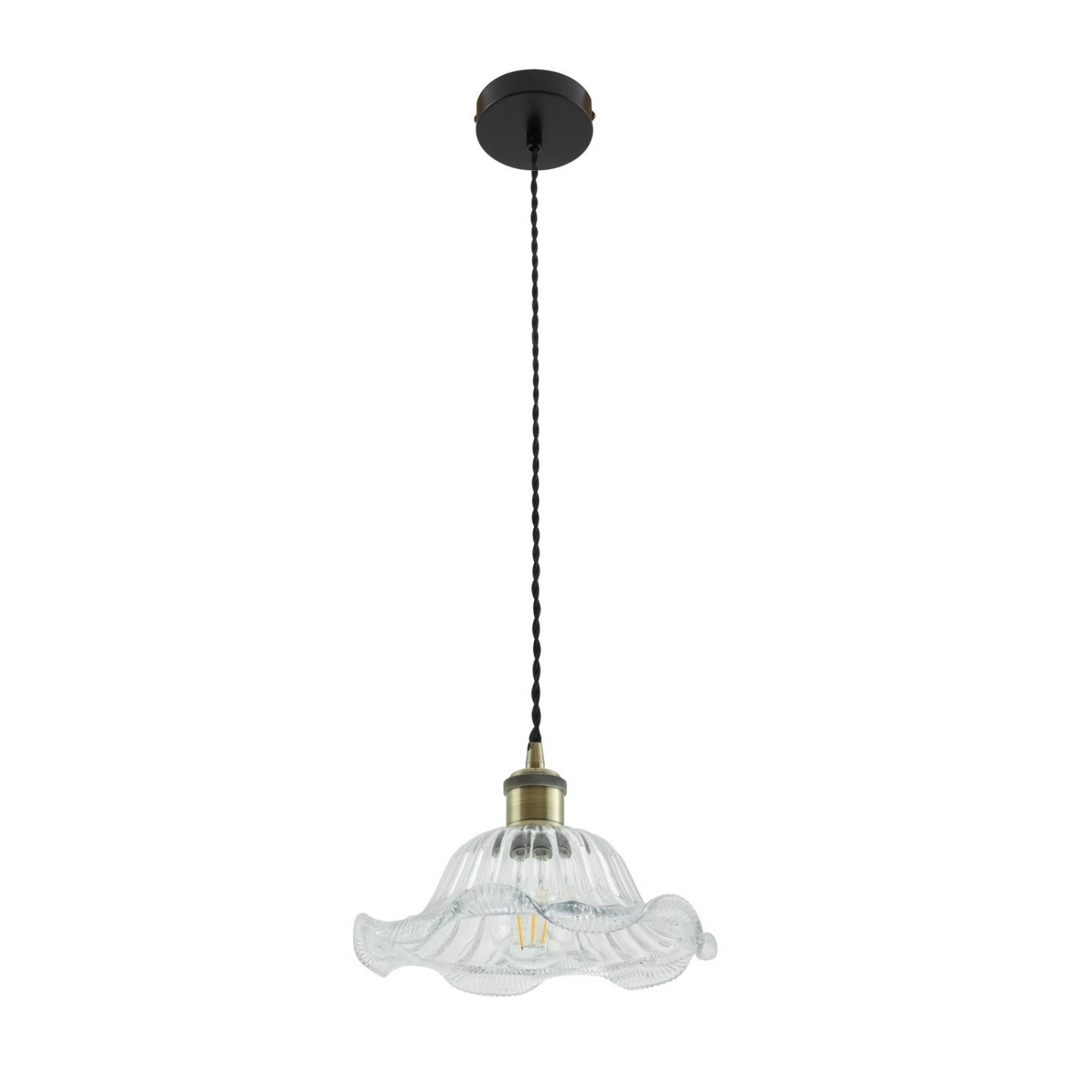 Lindby Pendelleuchte Ludowika 10034030 Retro Vintage Antik in Transparent aus Glas 1-flammig E27 Wohnzimmerleuchte