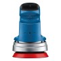 Bosch Professional GEX 34-125 Exzenterschleifer mit Schleifteller und rotem Schleifblatt.