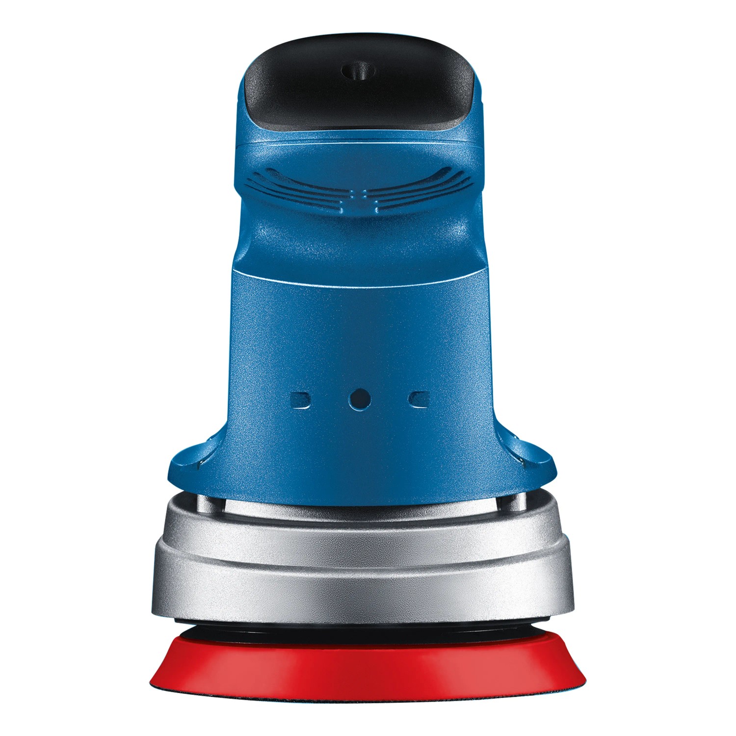 Bosch Professional GEX 34-125 Exzenterschleifer mit Schleifteller und rotem Schleifblatt.