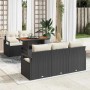 Schwarzes 6-tlg. vidaXL Garten-Sofa-Set aus Poly Rattan mit Tisch und Stauraum.
