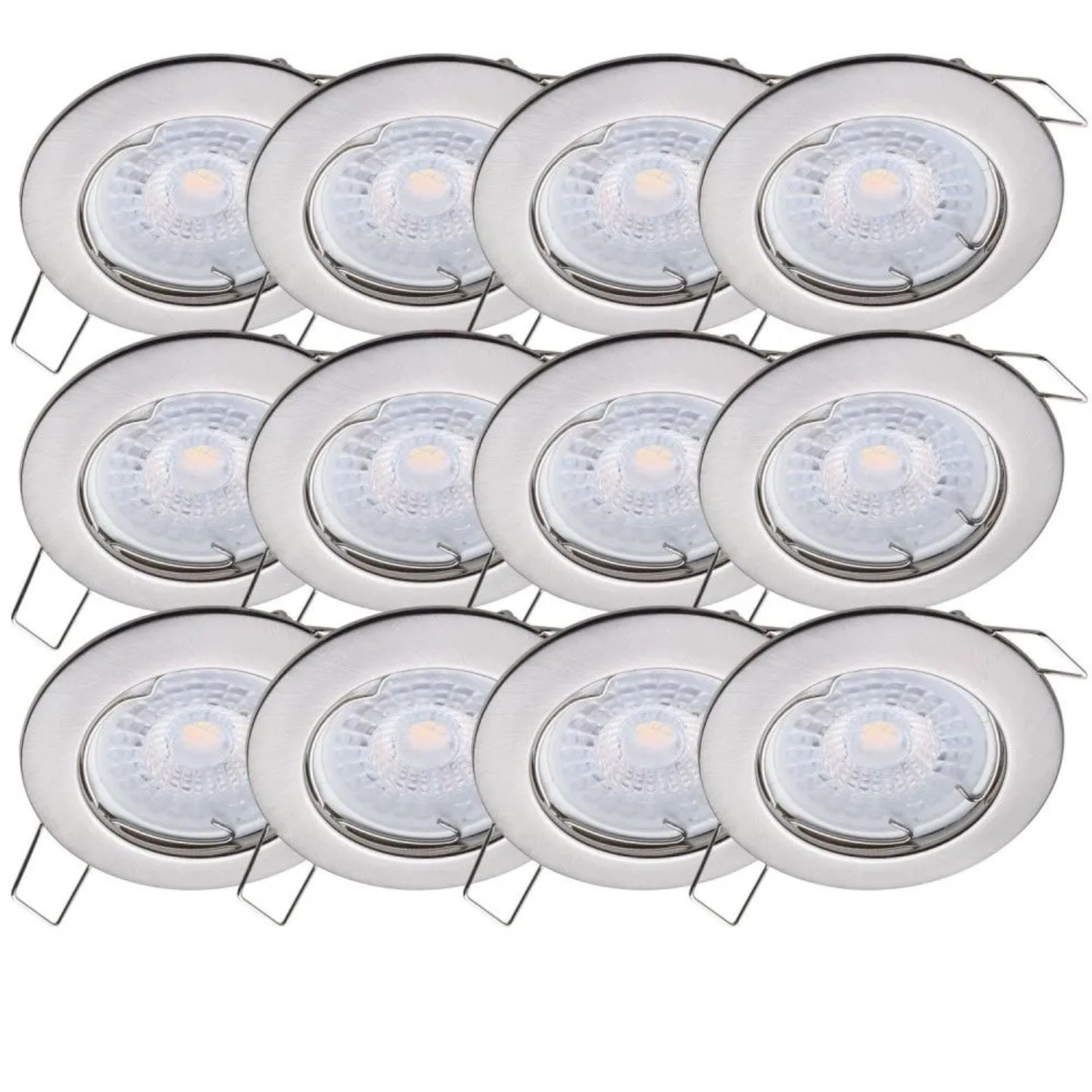 Oktaplex Sedan 12er Set LED-Einbaustrahler Lochmaß Ø 60mm Edelstahl-Optik Flach Dimmbar 4000K Neutralweiß 4,9W 230V