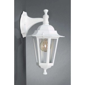 Weiße Außenwandleuchte Molinella im klassischen Design für den Außenbereich.