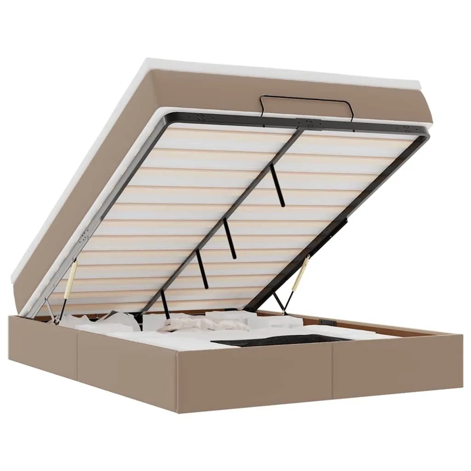 vidaXL Ottoman-Bett mit Matratze Cappuccino-Braun 140x190cm Kunstleder 3311040