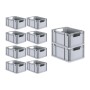 PROREGAL Spar Set: 10 graue Euroboxen mit Deckel, 20 Liter, für Lagerung und Transport.