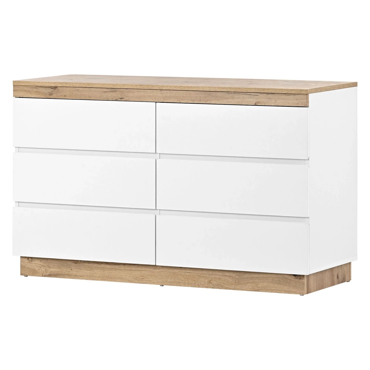 okwish Kommode mit 6 Schubladen Schließfach Wohnraum 110x40x68cm Weiß