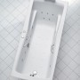 Weißes Ottofond Whirlpool-Komplettset Atlanta 170x75 cm mit Düsen und silbernen Griffen.