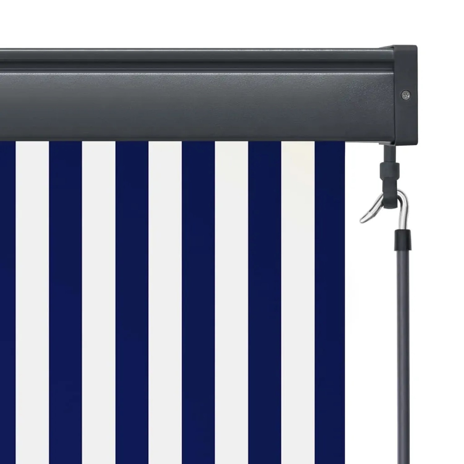 vidaXL Außenrollo, 100x250 cm, blau-weiß gestreift, mit Handkurbel.
