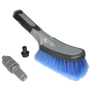 APA Auto-Waschbürste Silver Wash mit blauem Bürstenkopf und Zubehör für die Autopflege.