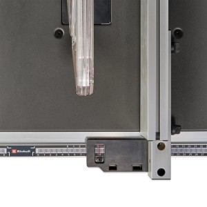 Detailansicht: Einhell TC-TS 2025/3 Eco Tischkreissäge mit Parallelanschlag und Skala.