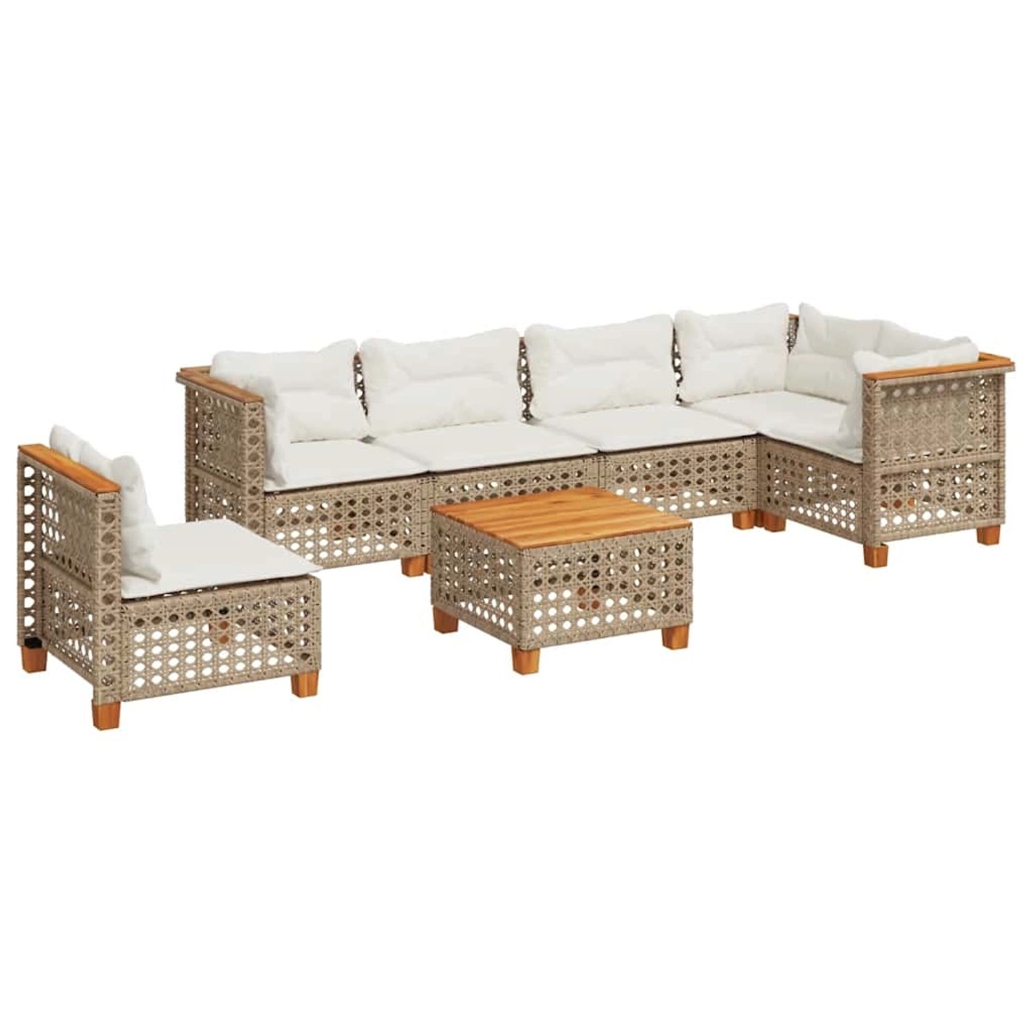 vidaXL 7-Tlg Garten-Sofagarnitur mit Kissen Beige Poly Rattan 3261880 günstig online kaufen