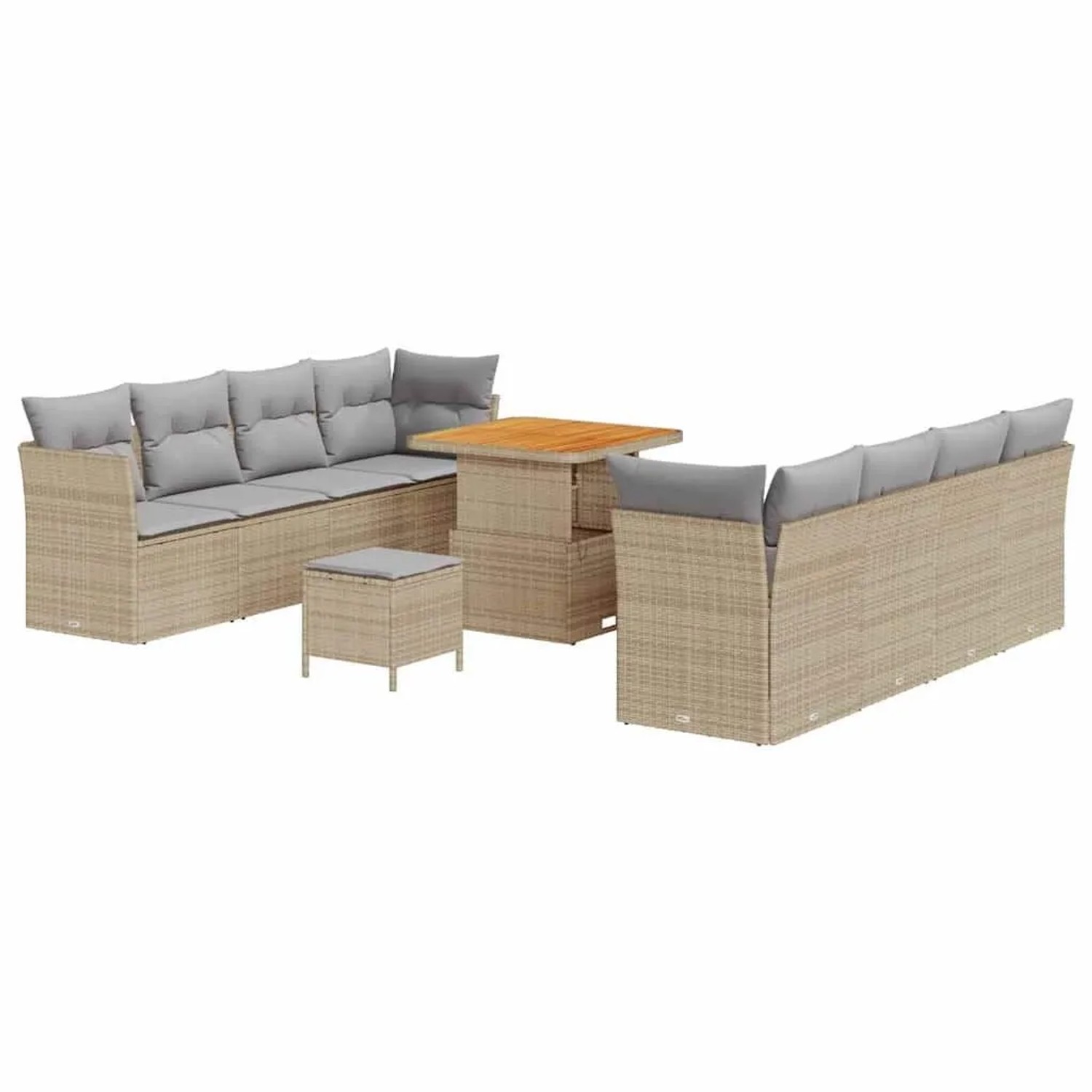 vidaXL Gartensofa-set mit Kissen 11-Tlg Beige und Hellgrau Poly-Rattan 3363 günstig online kaufen