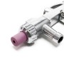 Wiltec Sandstrahlpistole aus Aluminium mit rosa Keramikdüse. Detailansicht des Sandstrahlgeräts, Zubehör für Kompressoren.
