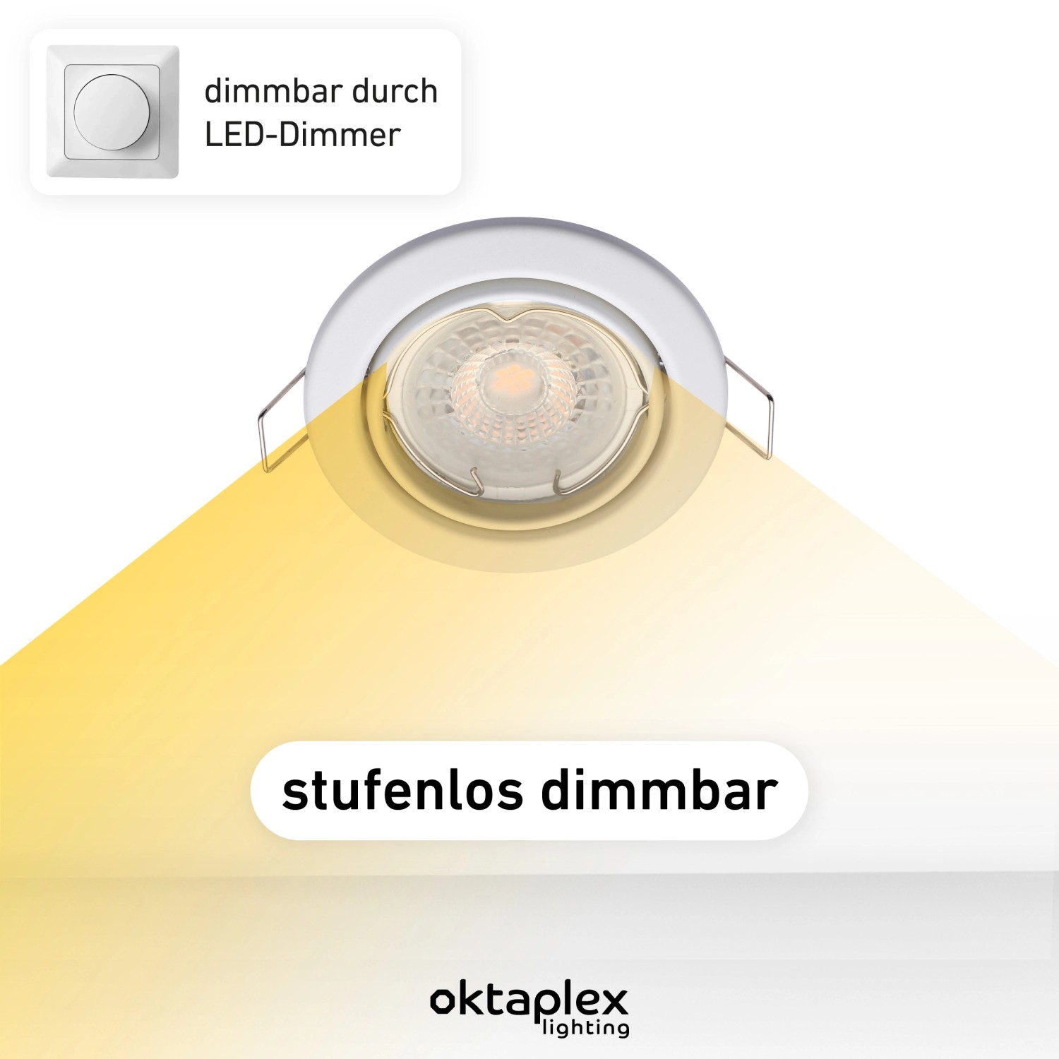 Oktaplex Dijon LED Deckeneinbaustrahler 3er Set, dimmbar, warmweißes Licht.