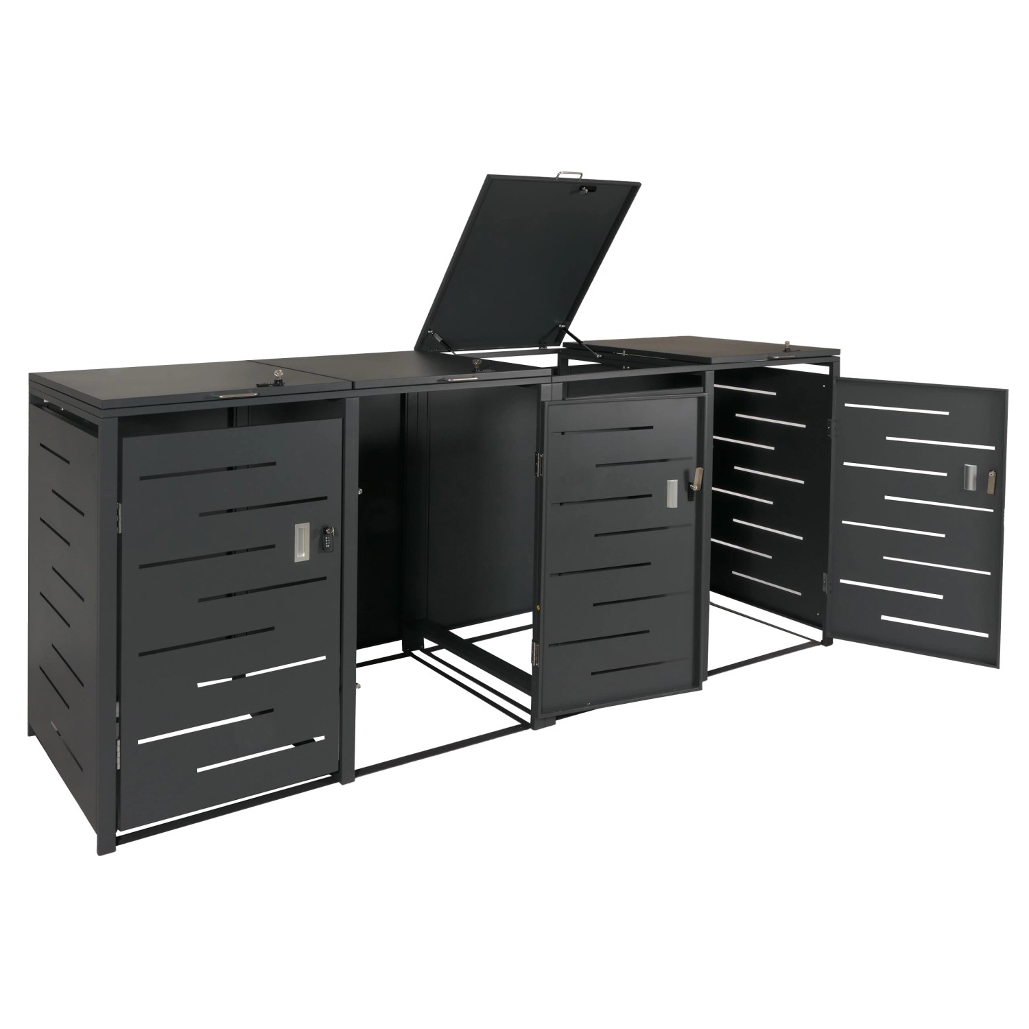 PROREGAL Mülltonnenbox 4er 116,5x263x80cm Erweiterbar Anthrazit günstig online kaufen