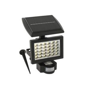 Schwarzer Westfalia Solar Wandstrahler 2in1 mit Bewegungsmelder und Erdspieß.