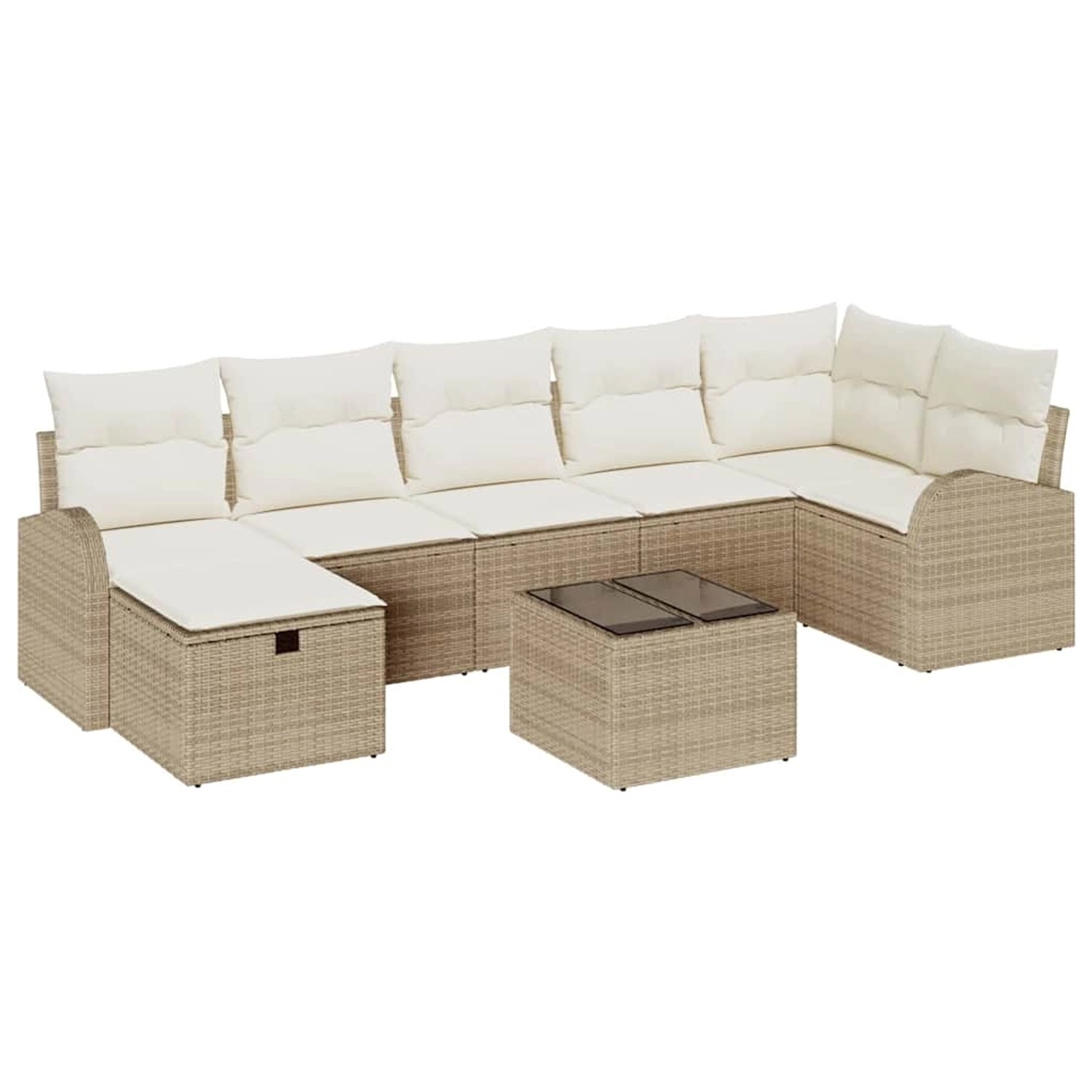 vidaXL Garten-Sofa-Set mit Kissen mit Speicher 8-Tlg Beige Poly Rattan 3360 günstig online kaufen